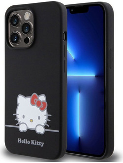 Hello Kitty Liquid Silicone Daydreaming Logo Case for iPhone 13 Pro Black - (HKHCP13LSKCDKK)