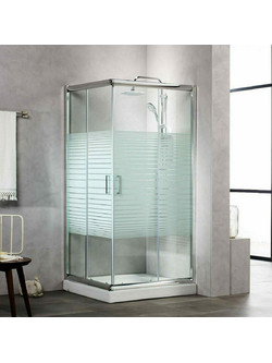Καμπίνα Ντουζιέρας New Tema Τετράγωνη 90x90x180cm με Κρύσταλλο Ασφαλείας NT9090S Σεριγραφίας Χρωμέ