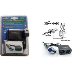 Διπλή Yποδοχή Αναπτήρα Με Θύρα USB Αυτοκινήτου 83176