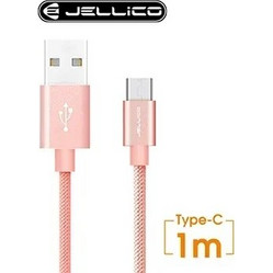 Καλώδιο δεδομένων και φόρτισης Type-C Jellico GS-10, σε ροζ χρώμα-1m