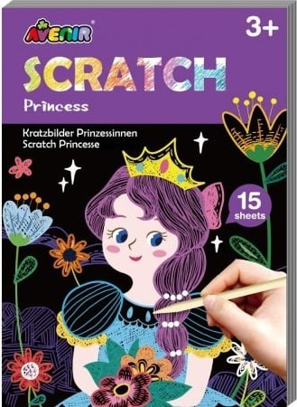 Avenir Avenir Mini Scratch Book Princess Βιβλίο Ζωγραφικής, 15 Εικόνες