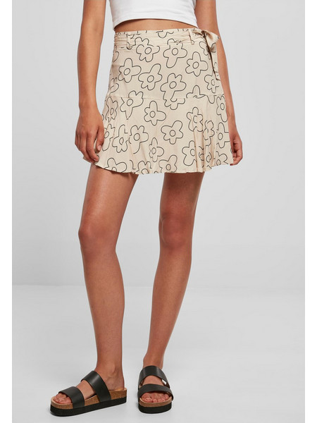 Urban Classics Μίνι Φούστα Υφασμάτινη Ψηλόμεση Κλος Floral Μπεζ TB4367