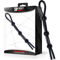IntoYou Beast Rings Adjustable Lasso BR-137 Ρυθμιζόμενο Ελαστικό Δαχτυλίδι Πέους & Όρχεων Σιλικόνης Μαύρο