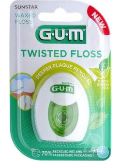 Gum 3500 Twisted Floss MInty Green Tea Κερωμένο Οδοντικό Νήμα με Γεύση 30m