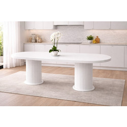 Stewe Home Τραπέζι Τραπεζαρίας Οβάλ MDF Λευκό 90x170cm