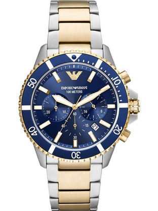Emporio Armani Ανδρικό Ρολόι Χρονογράφος με Χρυσό Μεταλλικό Μπρασελέ AR11362