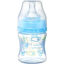 BabyOno Πλαστικό Μπιμπερό με Θηλή Σιλικόνης κατά των Κολικών 0m+ Μπλε 120ml