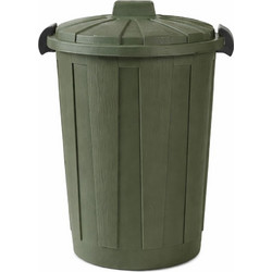 Κάδος Απορριμάτων 60lt O44x65cm Επαγγελματικός Πλαστικός με Καπάκι και Κλιπς 1.85kg Forest Green DEA HOME ITALY