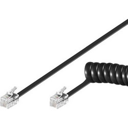 GOOBAY καλώδιο τηλεφώνου 50270, spiral, RJ10 4P4C, CCA, 2m, μαύρο