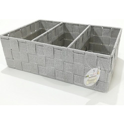 Κουτί Αποθήκευσης Με 3 Τμήματα Γκρι PP 30x20x10cm