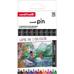 Uni-Ball Μαρκαδόροι Ζωγραφικής Σετ 8 χρώματα PIN-200 8P COLOURS PF SET