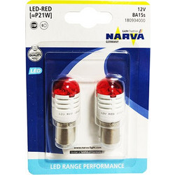 Narva LED P21W Red Range Performance κόκκινη σετ 2 τμχ 180934000