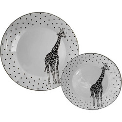 AFRICA ΠΙΑΤΟ ΓΛΥΚΟΥ SET 7ΤΜΧ 30x30x3cm NEW BONE CHINA ΛΕΥΚΟ ΜΑΥΡΟ LIBERTA 028891
