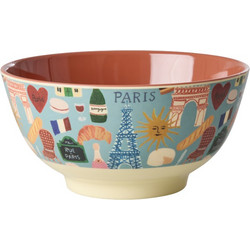 Rice - Melamine Bowl with Paris Mon Amour Print - Burnt Orange - Medium - 700 ml