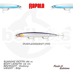 Rapala Flash-X Extremo Τεχνητό Δόλωμα Ψαράκι Συρτής 16cm 30gr PD