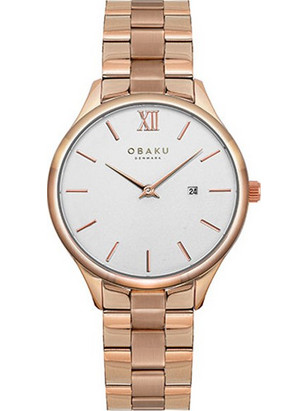Obaku Γυναικείο Ρολόι με Ροζ Χρυσό Μεταλλικό Μπρασελέ V266LDVISV