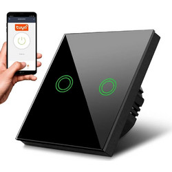 Maclean Energy Χωνευτός Διακόπτης Τοίχου Αφής Wi-Fi Διπλός με Πλαίσιο Μαύρος MCE714B