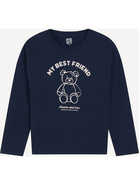Μακρυμάνικο T-shirt με τύπωμα αρκουδάκι και μήνυμα