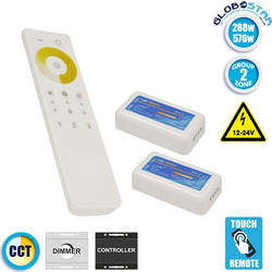 GLOBOSTAR(R) 04140 TONE CCT Controller 4CH DC 12-24V 24A 576W Max IP20 - RF 2.4GHz Ασύρματο Χειριστήριο Αφής 2 Ζώνων - M8.5xΠ2.5xΥ4.5cm