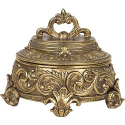 Διακοσμητικό Δοχείο 752-17083 15x12x11,5cm Antique Gold Estheti Home Πολυρεσίνη