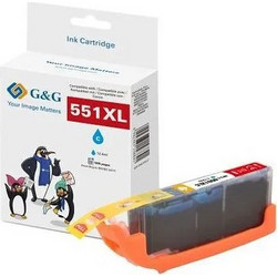 G&G Συμβατό Μελάνι Εκτυπωτή InkJet Canon CLI-551C XL 665 Σελίδων Κυανό 1τμχ