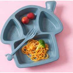 Icon Beauty Mushroom Dinner Plate Εκπαιδευτικό Σετ Παιδικό Πιάτο με 4 Θήκες Φαγητού Πετρόλ - Περιέχει 1 Πιρούνι, 1 Κουτάλι και 1 Σετ Τσοπστικς (Limited Edition)
