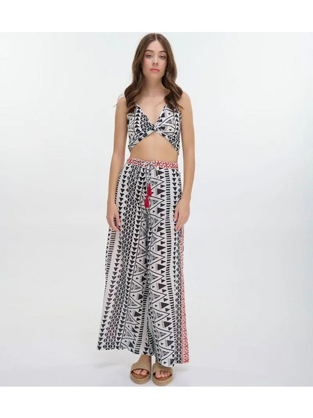 ΤΟΠ ΚΟΝΤΟ ΑΜΑΝΙΚΟ ΑΣΠΡΟΜΑΥΡΟ ΜΕ ΣΧΕΔΙΑ ONE SIZE (100% COTTON)