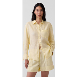 Gap Oversized 100% Λινό Γυναικείο Πουκάμισο Maize Yellow