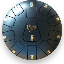 V-TONE VBJ 8-11 BK Steel Tongue Drum Tank Drum Hank Drum Black 8 Inch 11 Tones Drumsticks Case with Strap 4 Finger Cots Stick Rest Stickers Tune List Cloth Kit