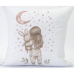 Διακοσμητική Μαξιλαροθήκη (45x45) Printed Goodnight Ροζέ Borea