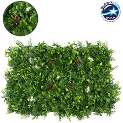 GLOBOSTAR(R) FERN 78407 Τεχνητό Πάνελ Φυλλωσιάς / Κάθετος Κήπος Ίληξ, Νάνος Φτέρη, Κοράλι & Κουφέα - Πράσινο - Μ60 x Π10 x Υ40cm