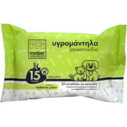 Madpet Υγρομάντηλα Τσέπης με Πράσινο Μήλο 15τμχ