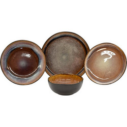 ΣΕΤ ΦΑΓΗΤΟΥ 16τμχ Fylliana FL25180 STONEWARE ΣΚΟΥΡΟ ΚΑΦΕ ΧΡΩΜΑ