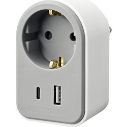 Sonora Μονόπριζο με 1 USB-A και 1 USB-C Γκρι 230-0120