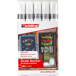 Edding Chalk Marker 4095 Μαρκαδόρος Μαυροπίνακα Υγρής Κιμωλίας Σετ 5 τεμαχίων Ασπρο (4-4095-5049) (EDD4-4095-5049)