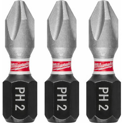 Milwaukee Μύτες Βιδώματος Shockwave PH2 25mm Σετ 3 Τεμ. 4932500353