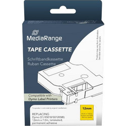 Ετικέτες Γενικής Χρήσης Mediarange (Dymo(R) D1/45018/S0720580) 12mm, 7m, Laminated and Permanent Adhesive, Black on Yellow (MRDY45018)