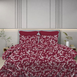 Παπλωματοθήκη Daisy (Σετ 3τμχ) Red Wine Astron Υπέρδιπλo 230x250cm 100% Πενιέ Βαμβάκι