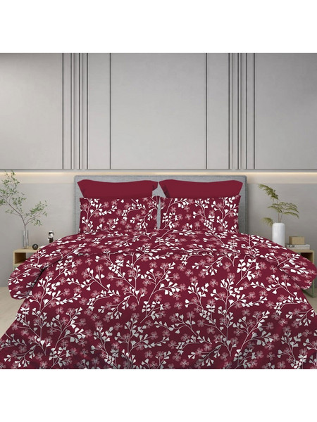 Παπλωματοθήκη Daisy (Σετ 3τμχ) Red Wine Astron Υπέρδιπλo 230x250cm 100% Πενιέ Βαμβάκι