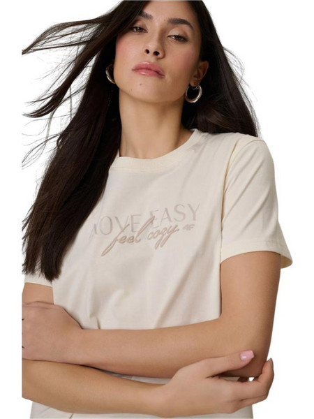 4F Γυναικεία Κοντομάνικη Μπλούζα 4FWSS26TTSHF2743-12S Creme