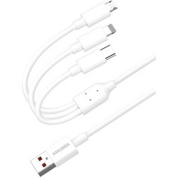 KAKUSIGA καλώδιο USB σε USB-C/Lightning/Micro USB KSC-1021, 5A, 1.2m, λευκό