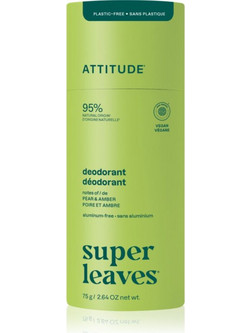 Attitude Super Leaves Pear & Amber Φυσικό Αποσμητικό Στερεό Χωρίς Αλουμίνιο 75gr
