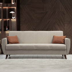 Papatya Zaden Τριθέσιος Καναπές Κρεβάτι Μπεζ 207x77x86cm