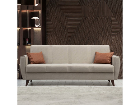Papatya Zaden Τριθέσιος Καναπές Κρεβάτι Μπεζ 207x77x86cm