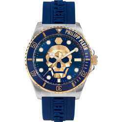 Philipp Plein The Skull Diver Ανδρικό Ρολόι με Μπλε Καουτσούκ Λουράκι PWOAA0222