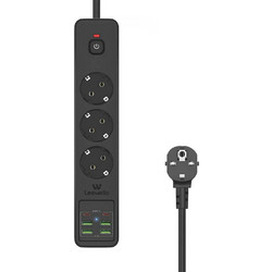Leewello Πολύπριζο Ασφαλείας με 4 USB-A και 2 USB-C BKL-03-ΜΑΎΡΟ