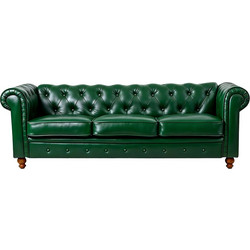 Kαναπές τριθέσιος Chesterfield PU κυπαρισσί 203x84x67εκ
