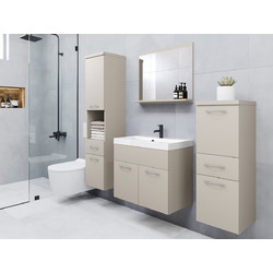 PoliHome Alba-Cashmere Σετ Έπιπλο Μπάνιου με Νιπτήρα, Καθρέπτη & 2 Στήλες 163048389