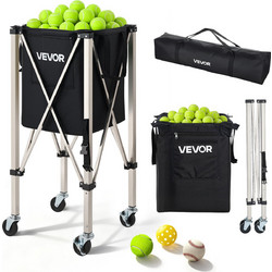 VEVOR Καρότσι συλλογής μπαλών τένις και pickleball, πτυσσόμενο, με ρόδες, ανοξείδωτο, με τσάντα αποθήκευσης, χωρητικότητα 200 μπαλών KZDWQSNTC200BE5DR001V0