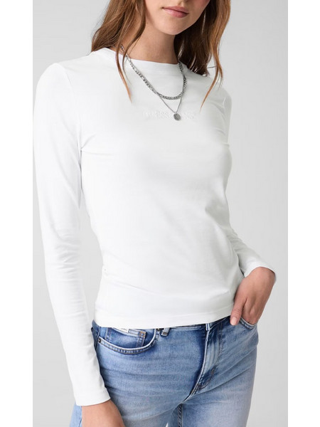 GUESS JEANS GJ LS CN SLIM LOGO EMB TEE ΜΠΛΟΥΖΑ ΓΥΝΑΙΚΕΙΟ W4YI22J1314-G011 White